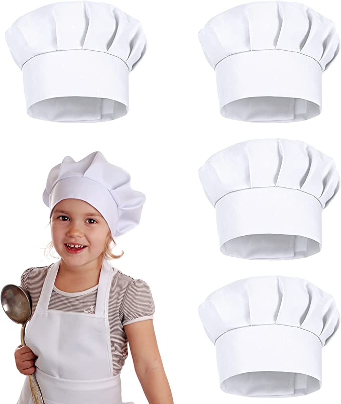 Kids Outdoor Kitchen Accessories - 4 Cappelli da Chef Bianchi per